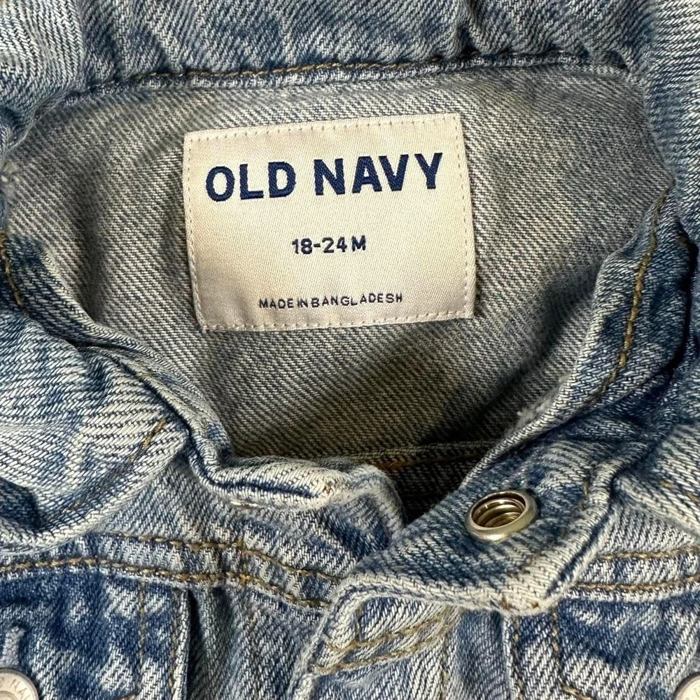 Old Navy Toddler Denim Jacket 18-24M Light Wash Trucker Jacket Classic Kids